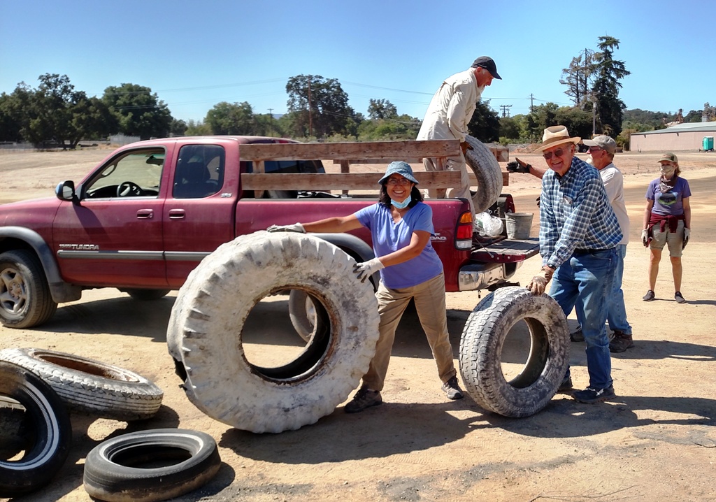 Tires, both big and small, that were removed from the Salinas River!